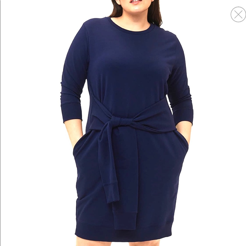 Universal Standard Misa Front Tie Dress Rare Blue